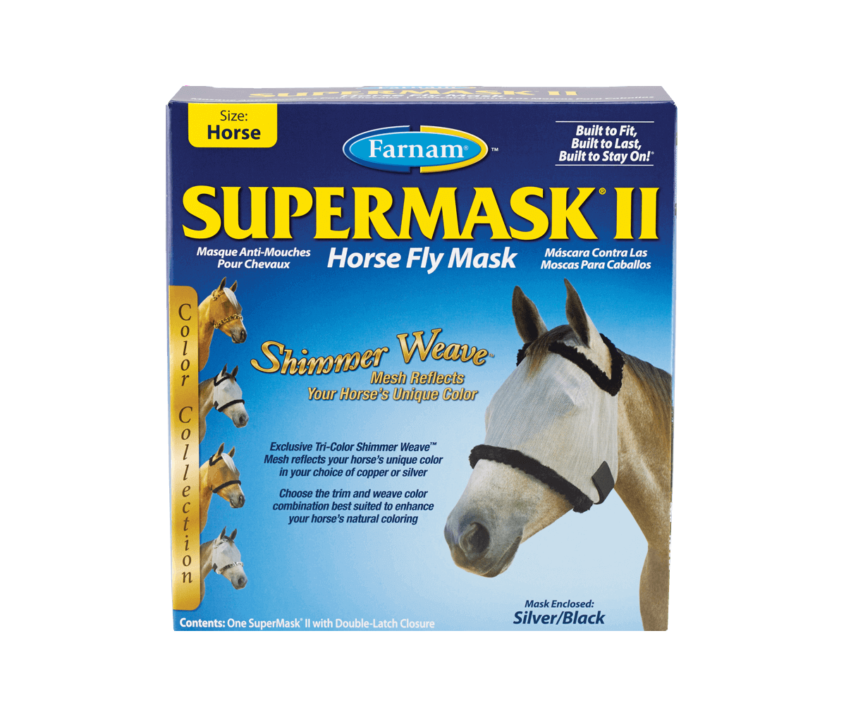 Fly Mask - Silver/Black X-Large No Ears