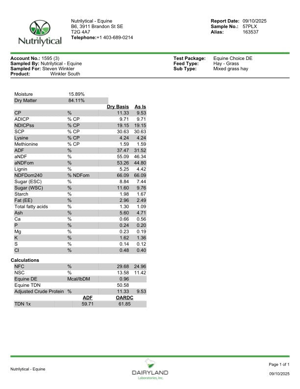 2025 Winkler South Timothy/Alfalfa Hay