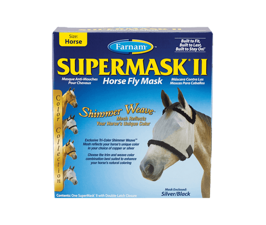 Fly Mask - Silver/Black X-Large No Ears