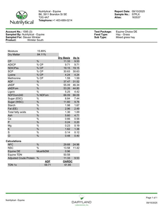 2025 Winkler South Timothy/Alfalfa Hay